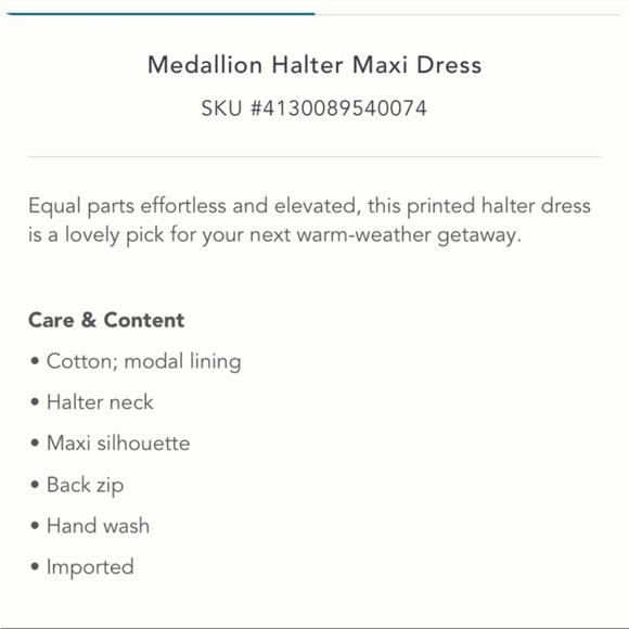 Anthropologie NWT Medallion Halter Maxi Dress
Size 8P. - Picture 7 of 16